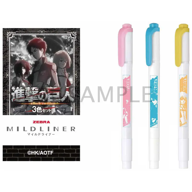 Attack on Titan Mildliner Textmarker Set Eren & Mikasa & Armin (3 Farben)