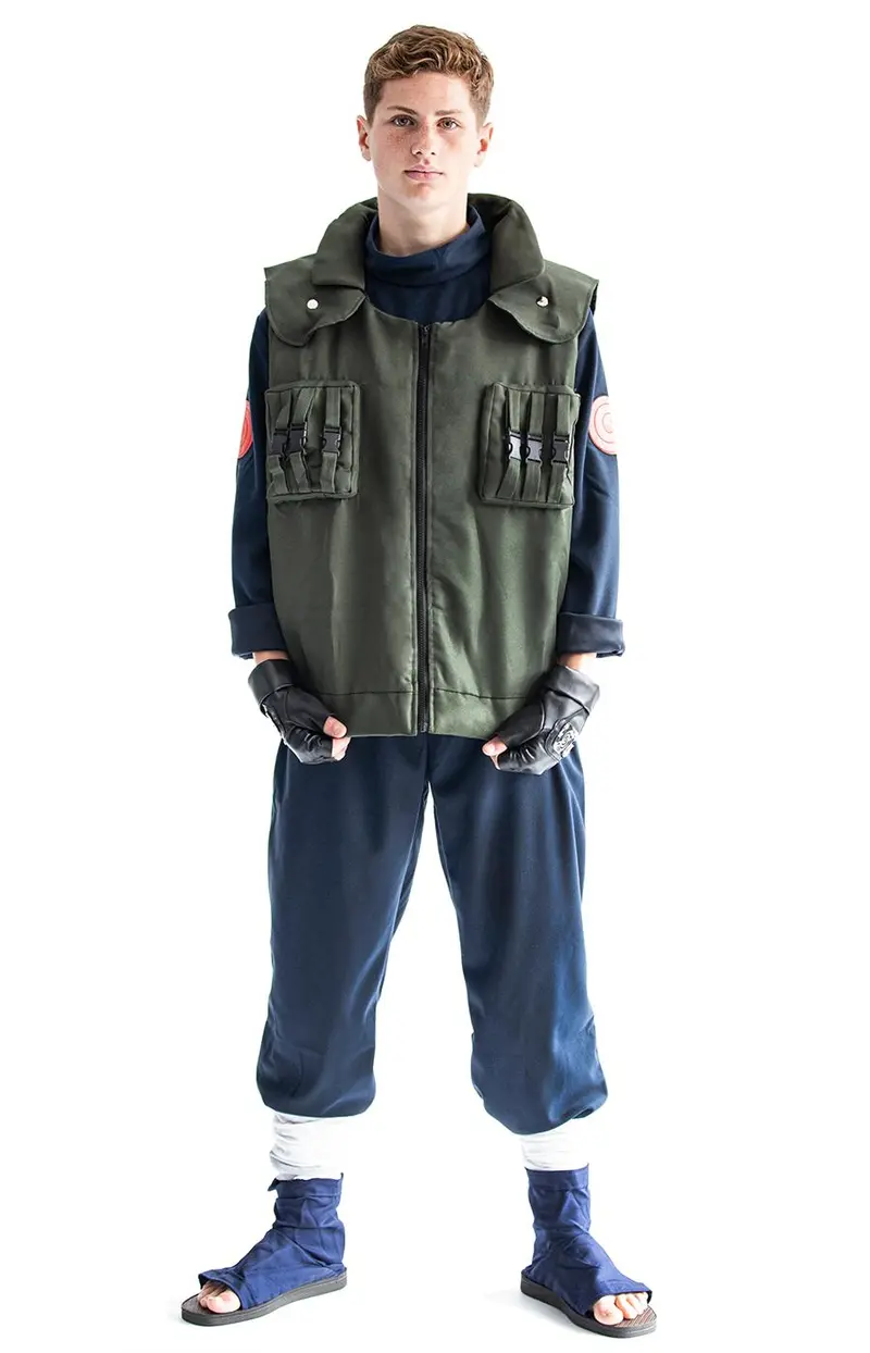 Cosplay Kostüm von Kakashi Hatake, Ninja Uniform mit Weste, Größen