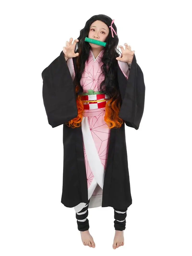 Cosplay Kostüm von Nezuko Kamado mit Mundstück aus D. Slayer, Größen