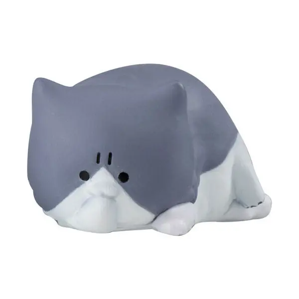 Fluffy Angry Cats Figur - Grau Weiß - Gashapon