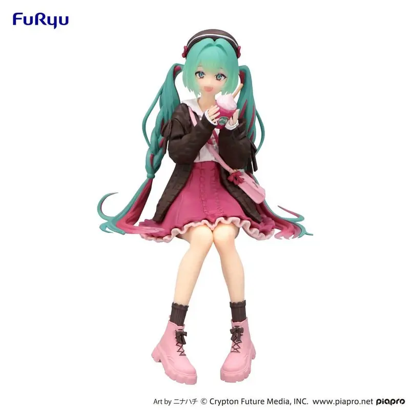 Hatsune Miku Noodle Stopper PVC Statue Autumn Date Pink Color Ver. 14 cm