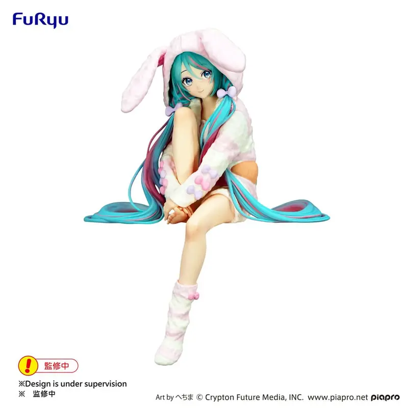 Hatsune Miku Rabbit Ear Hood Pajama Noodle Stopper PVC Statue 14 cm