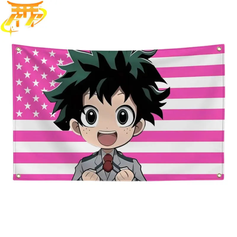 Izuku Midoriya „Chibi-Schüler-Stil“ Flagge – My Hero Academia