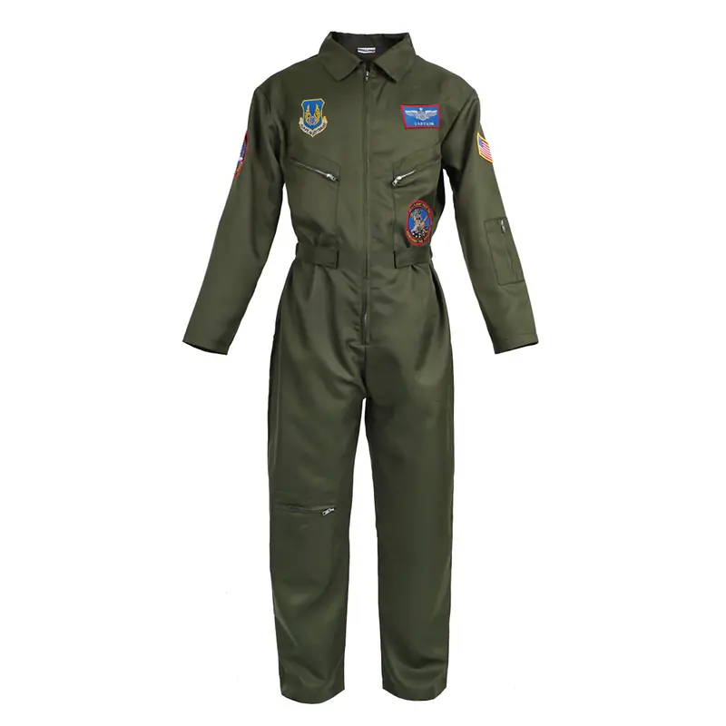 Kampfpiloten Kostüm Maverick, Fliegerkombi Olivegrün, Größen