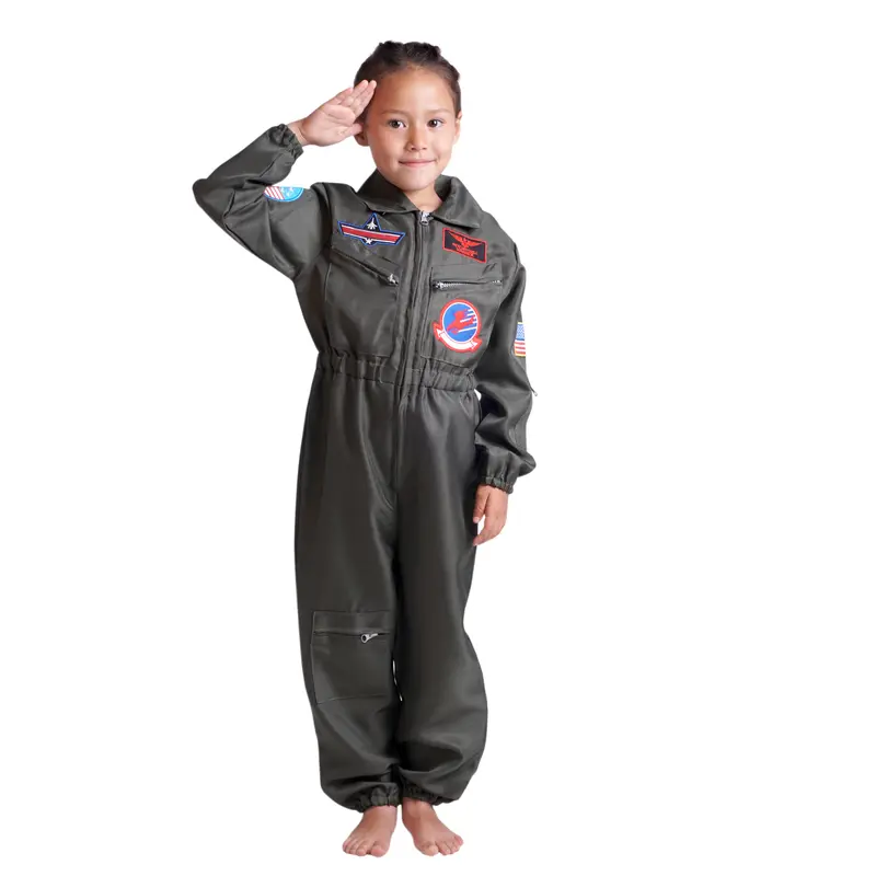 Kinder Fliegerkombi für kleine Piloten, Kampfpiloten Overall Kinderkostüm, Größen