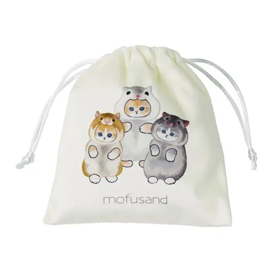 Mofusand Gashapon Flausch-Kordelzug-Beutel "Gelb"