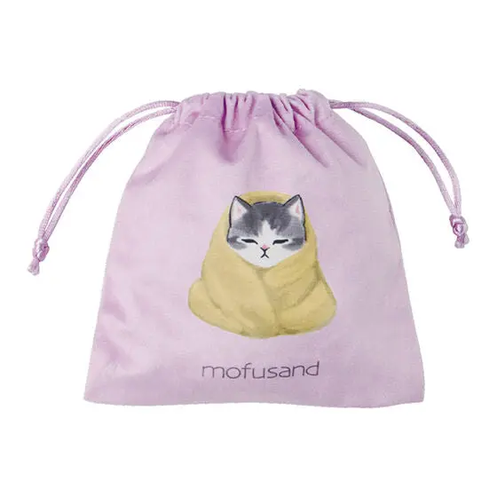 Mofusand Gashapon Flausch-Kordelzug-Beutel "Lila"