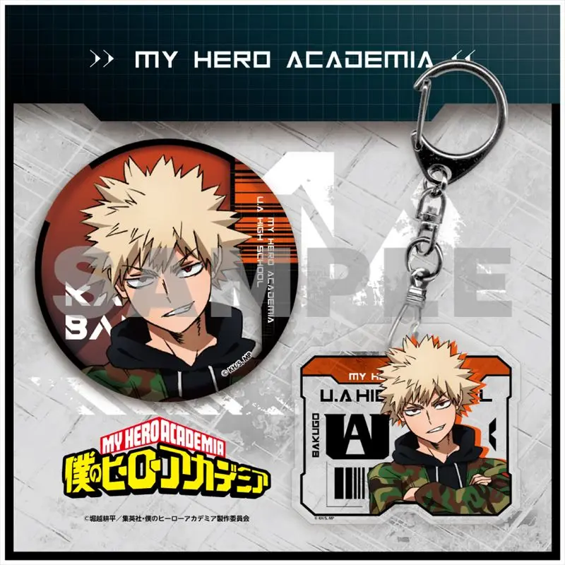 My Hero Academia Anhänger & Button Set Katsuki Bakugo Camouflage Ver.