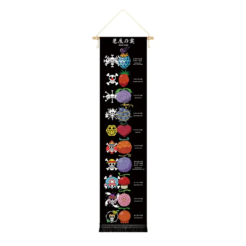One Piece - Devil Fruits & Jolly Rogers - Stoff Rollbild - 130x33cm