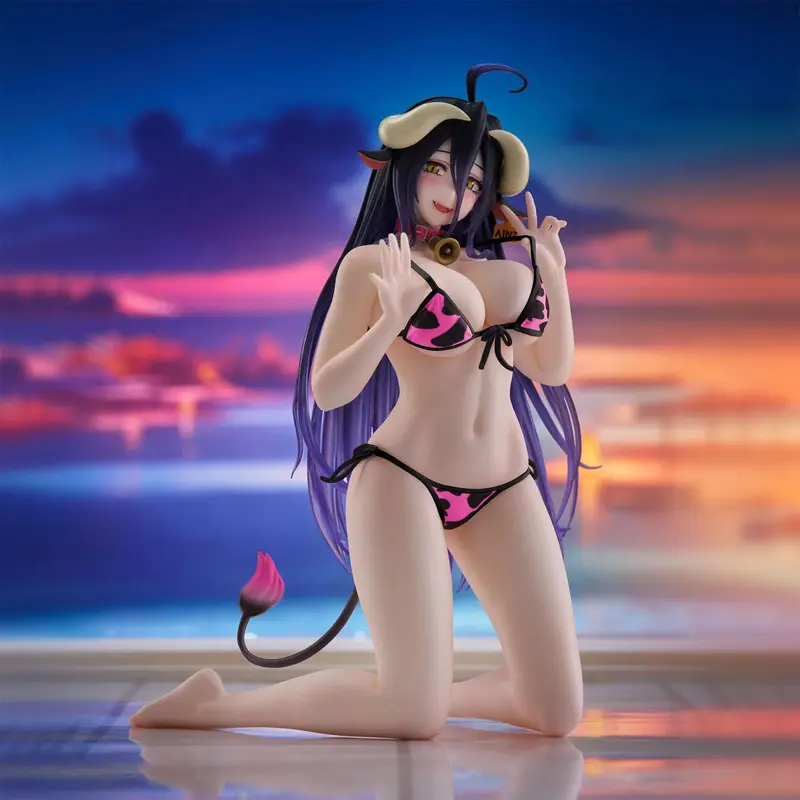 Overlord - Albedo (Cow-Print Swimsuit Ver.) - Desktop Cute Figure Renewal - 13 cm - Taito