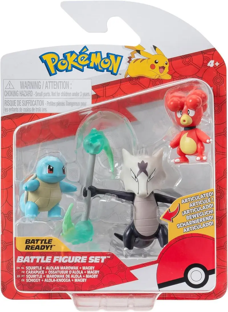 Pokémon Battle Figure Set Figuren 3er-Pack Magby, Shiggy #4, Alolan Knogga 5 cm