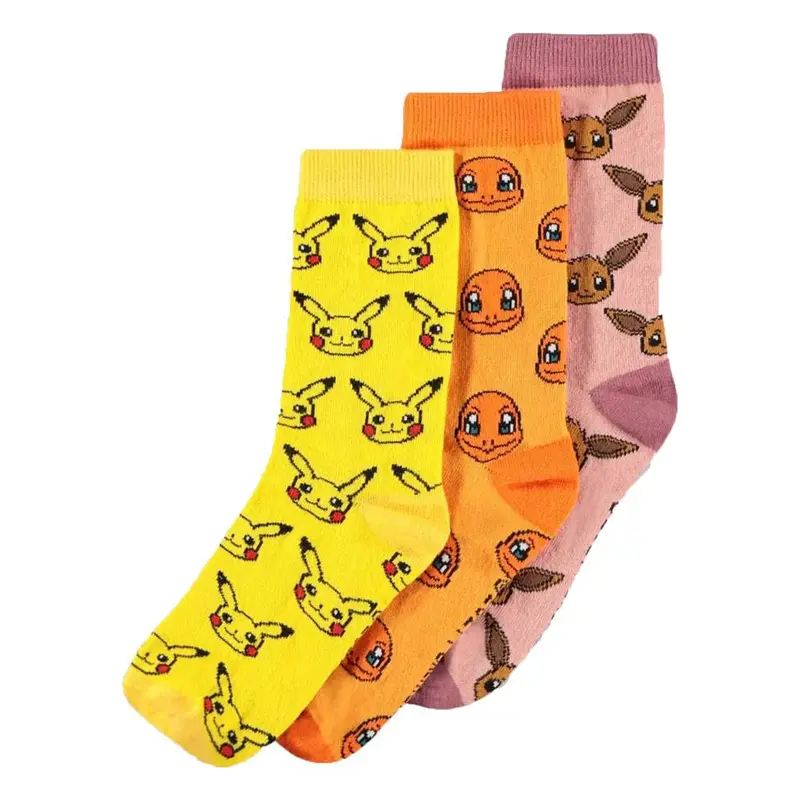 Pokemon Socken 3er-Pack Pikachu & Evoli & Glumanda