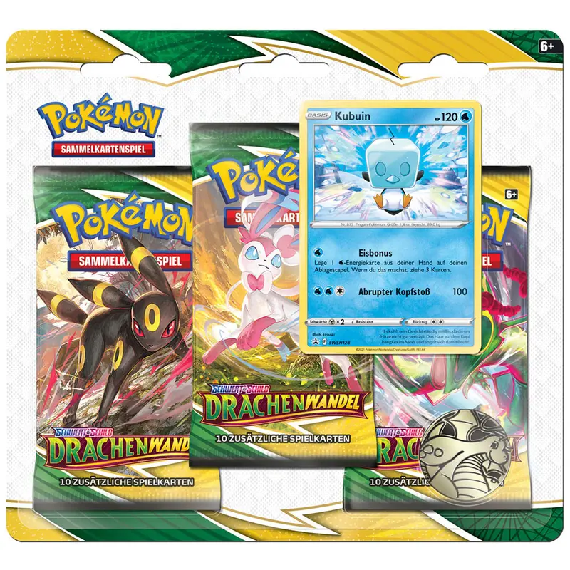 Pokemon TCG Schwert & Schild - Drachenwandel 3er Pack Blister Kubuin (DE)