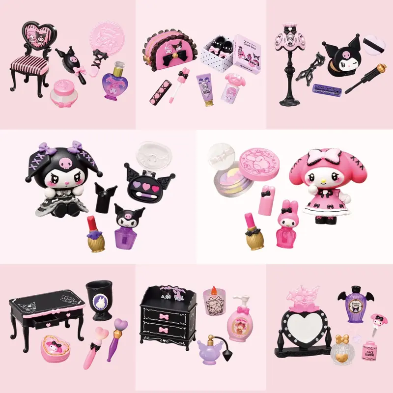 Re-Ment My Melody & Kuromi mit Kosmetikzubehör | Sanrio Figur | Blind Box | 8 cm
