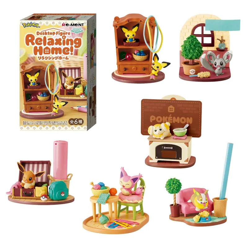 Re-Ment PoKéMoN mit Wohnaccessoire | PoKéMoN Sammelfigur | Blind Box | 8 cm