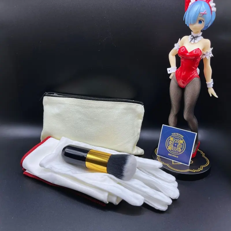 Reinigungsset für Animefiguren (Baumwollhandschuhe, Poliertuch, Puderpinsel und Tasche)