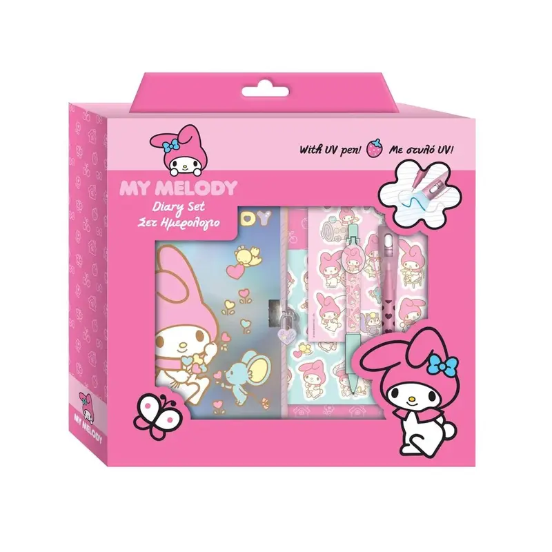 Sanrio - My Melody - Diary Set (Tagebuch mit Schloss & Zubehör) - 25x20cm - Vamos