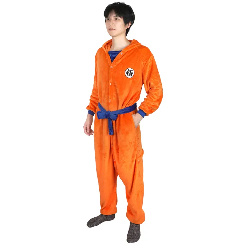 Son Goku Kigurumi, Orangener Pyjama mit "Go" Schriftzeichen, Größen
