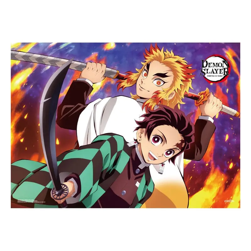 Tanjiro und Kyojuro Rengoku Stoffposter 84 x 118 cm Demon Slayer